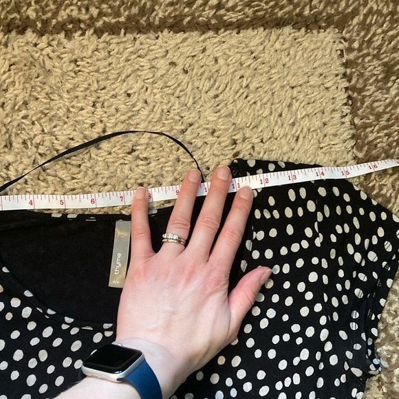 Thyme Maternity Black and White Wrap Midi Dress with Scoop Neck - Picture 9 of 11